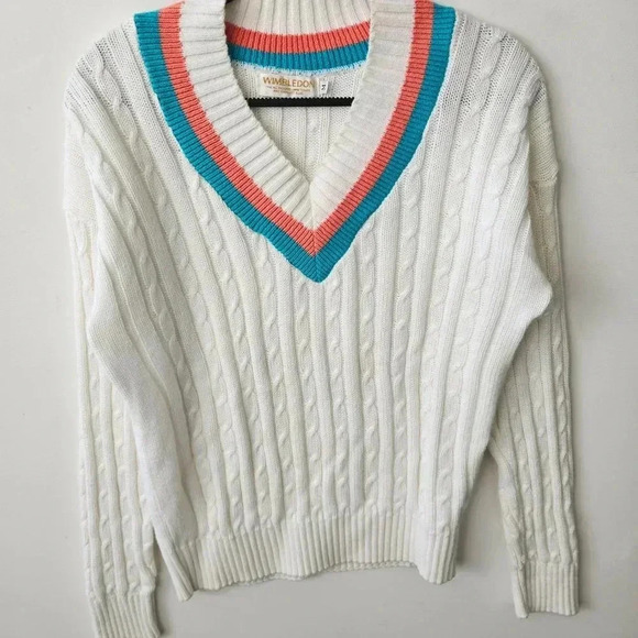 Vintage Wimbledon V-Neck Sweater Med - Picture 3 of 7